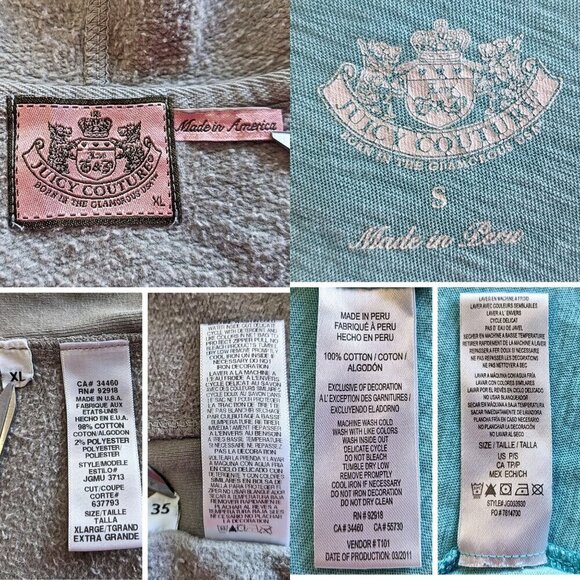 Vtg Y2K JUICY COUTURE 3pc French Terry Greige Kiss My Couture Tracksuit Set P/S - Picture 8 of 10